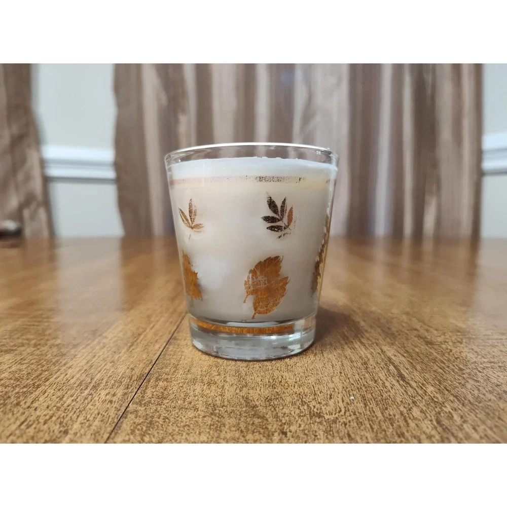 Handmade Pumpkin Spice Scented Candle Fall Leaves Vintage Glass 6.6 fl oz